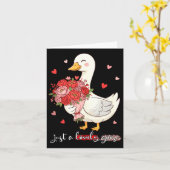 Just A Lovely Goose Bouquet Roses Floral Valentine カード (黄色い花)