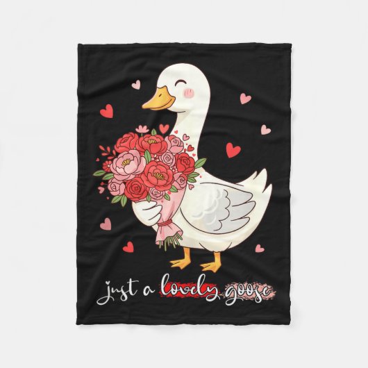 Just A Lovely Goose Bouquet Roses Floral Valentine フリースブランケット (正面)