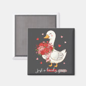 Just A Lovely Goose Bouquet Roses Floral Valentine マグネット (正面/裏面)
