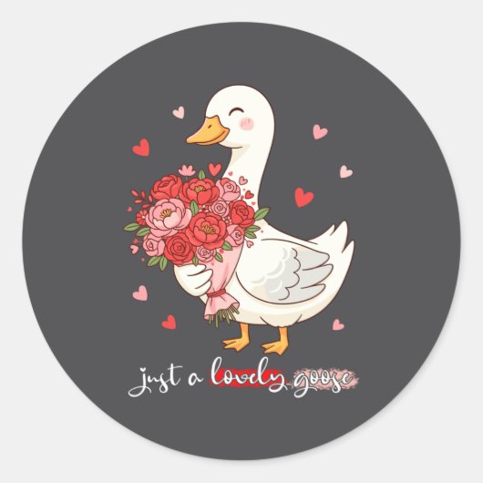 Just A Lovely Goose Bouquet Roses Floral Valentine ラウンドシール (正面)