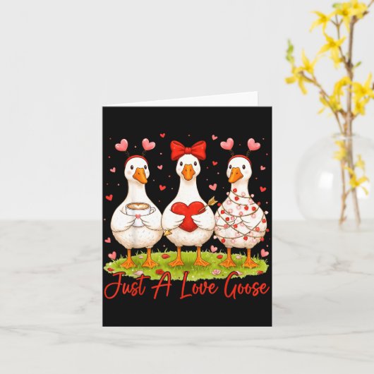 Just A Lovely Goose Coffee Funny Valentine Silly G カード (黄色い花)