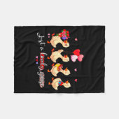 Just A Lovely Goose Cute Silly Animal Squad Valent フリースブランケット (正面(横))