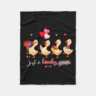 Just A Lovely Goose Cute Silly Animal Squad Valent フリースブランケット