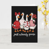 Just A Lovely Goose Cute Silly Goose Valentine's D カード (黄色い花)