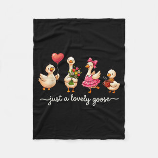 Just A Lovely Goose Cute Silly Goose Valentine's D フリースブランケット
