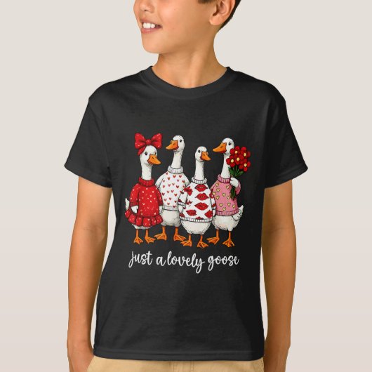 Just A Lovely Goose Cute Silly Goose Valentine's D Tシャツ (正面)