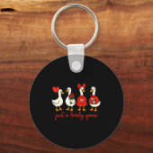 Just A Lovely Goose Valentine Duck Funny Geese Val キーホルダー (正面)