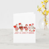 Just A Lovely Goose Valentines Day Cute Heart Goos カード (黄色い花)