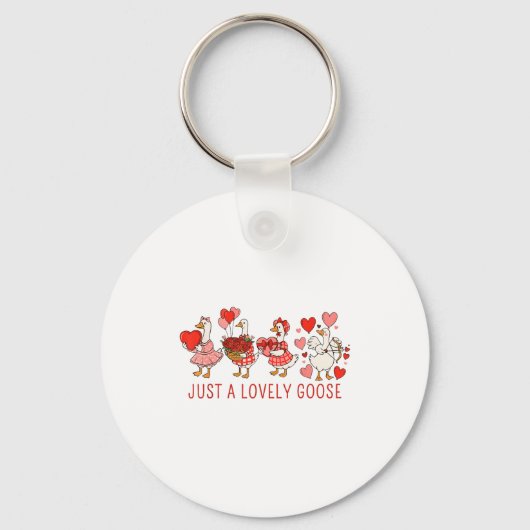 Just A Lovely Goose Valentines Day Cute Heart Goos キーホルダー (正面)