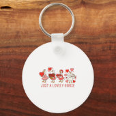 Just A Lovely Goose Valentines Day Cute Heart Goos キーホルダー (正面)