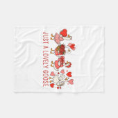 Just A Lovely Goose Valentines Day Cute Heart Goos フリースブランケット (正面(横))