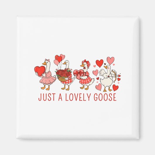 Just A Lovely Goose Valentines Day Cute Heart Goos マグネット (正面)
