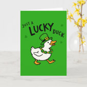 Just A Lucky Leprechaun Duck Funny St Patricks Day カード (黄色い花)