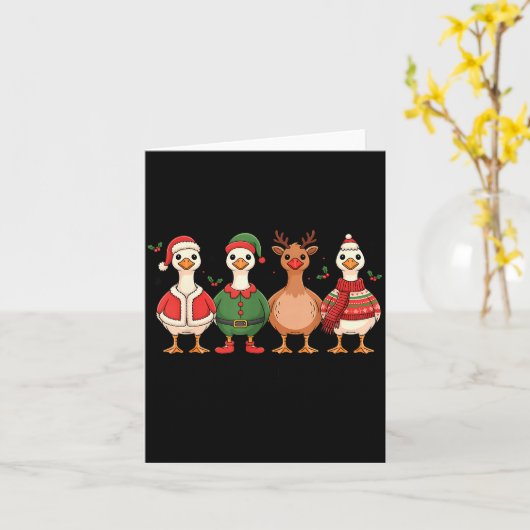 Just A Merry Goose Christmas Funny Holiday Farm An カード (黄色い花)