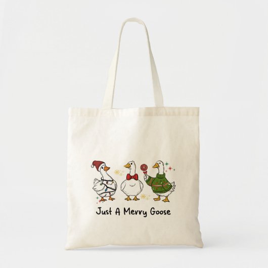 Just A Merry Goose Festive Holiday Design トートバッグ (正面)