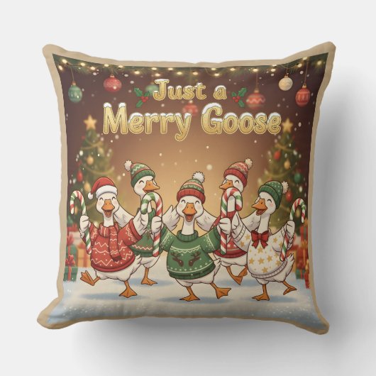 Just a Merry Goose | Funny Christmas Goose Design クッション (正面)