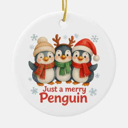 Just a Merry Penguin Christmas Card – Cute Holiday セラミックオーナメント (正面)