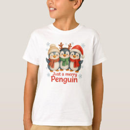 Just a Merry Penguin Kid’s Christmas Shirt Tシャツ