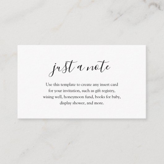 Just a Noteベビーシャワー エンクロージャーカード (正面)