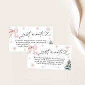 Just a Note Card, Pink Bow Snowflake Baby Shower エンクロージャーカード