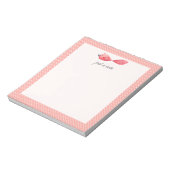 Just a Note Pink White水玉模様Bird Notepad ノートパッド (回転)