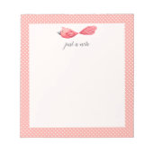 Just a Note Pink White水玉模様Bird Notepad ノートパッド (正面)