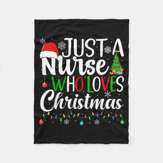 Just A Nurse Who Loves Christmas Rn Nursing Christ フリースブランケット (正面)