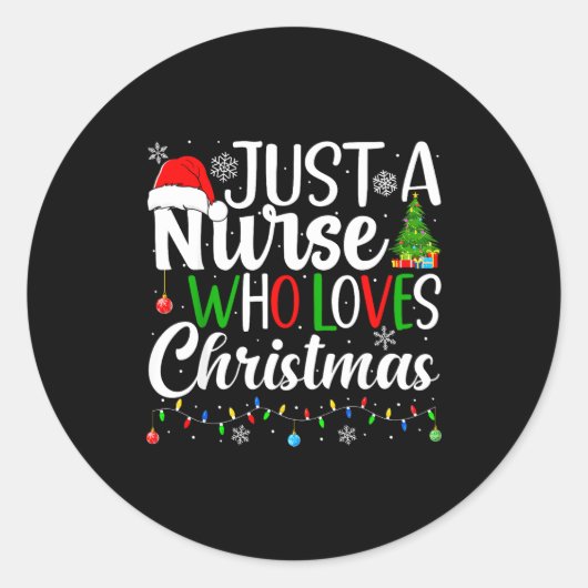 Just A Nurse Who Loves Christmas Rn Nursing Christ ラウンドシール (正面)