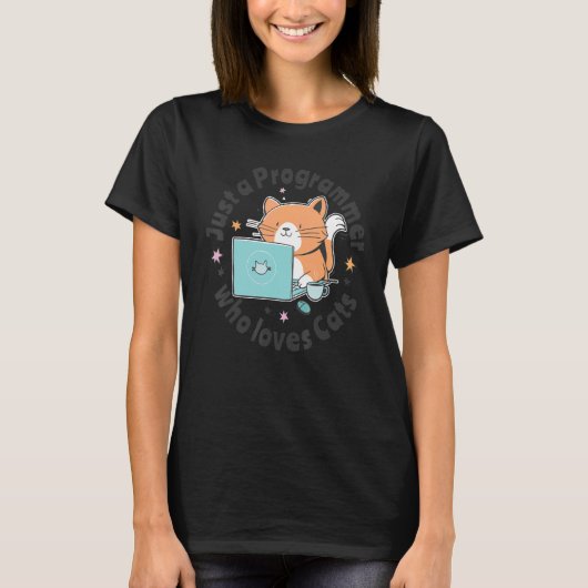 Just a programmer who loves cats and computers Cod Tシャツ (正面)