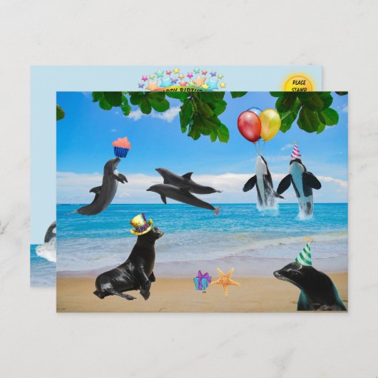 Just a Really Silly Sea Life Birthday Postcard ポストカード (正面/裏面)