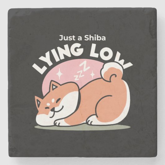 Just a Shiba Llow：かわいい柴犬デザイン ストーンコースター (正面)