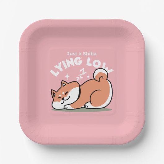 Just a Shiba Llow:かわいい柴犬デザイン ペーパープレート (正面)