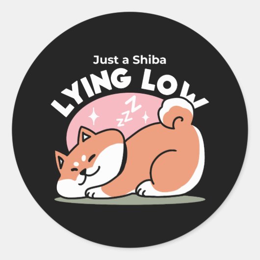 Just a Shiba Llow：かわいい柴犬デザイン ラウンドシール (正面)