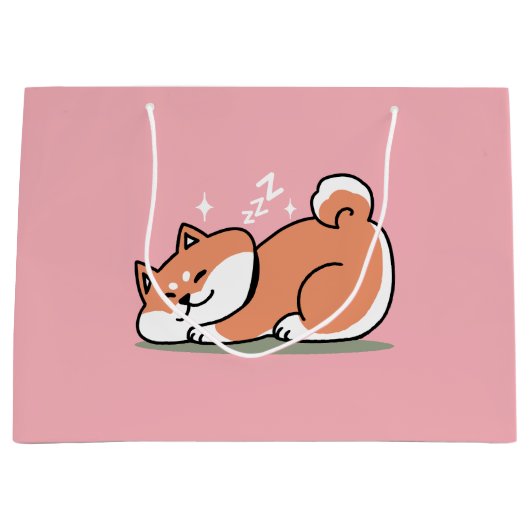 Just a Shiba Llow:かわいい柴犬デザイン ラージペーパーバッグ (正面)