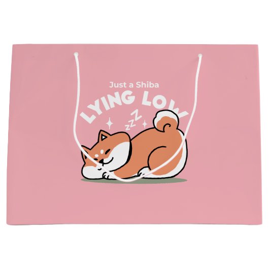 Just a Shiba Llow:かわいい柴犬デザイン ラージペーパーバッグ (正面)