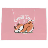 Just a Shiba Llow:かわいい柴犬デザイン ラージペーパーバッグ (裏面)