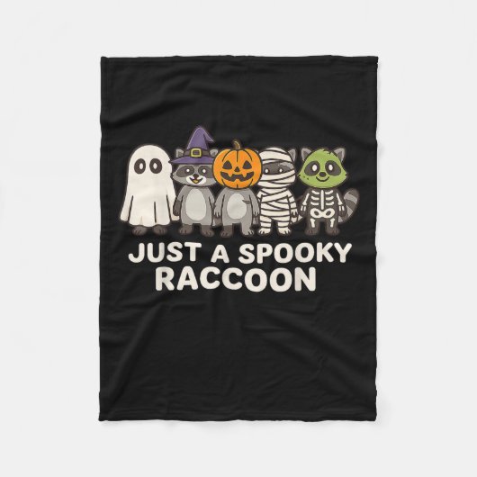 Just A Spooky Raccoon Halloween Costume Cartoon De フリースブランケット (正面)