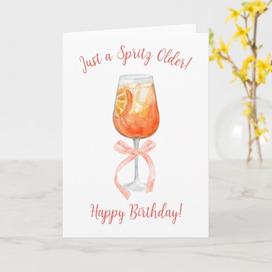 Just a Spritz Older Aperol Spritz Birthday カード (黄色い花)