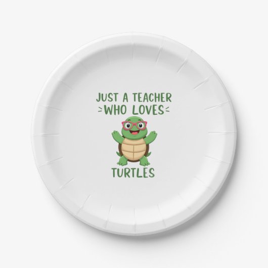 Just a Teacher Who Loves Turtles Turtle Lover Educ ペーパープレート (正面)