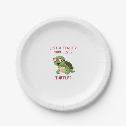 Just a Teacher Who Loves Turtles Turtle Lover Educ ペーパープレート (正面)