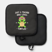 Just a Teacher Who Loves Turtles Turtle Lover Educ 鍋敷き (正面/裏面)