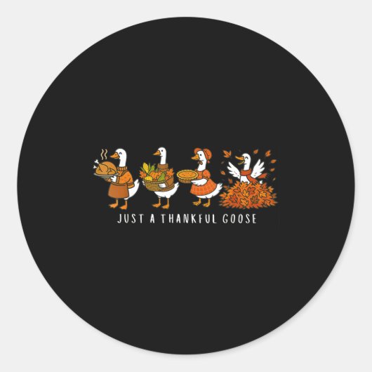 Just A Thankful Goose Funny Silly Goose Thanksgivi ラウンドシール (正面)
