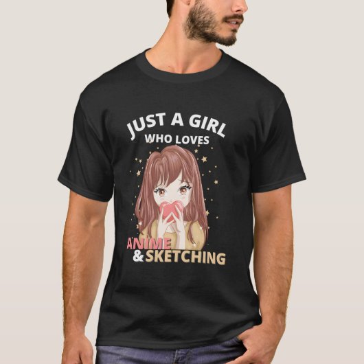 Just A Who Loves Anime And Sketching Drawing Otaku Tシャツ (正面)