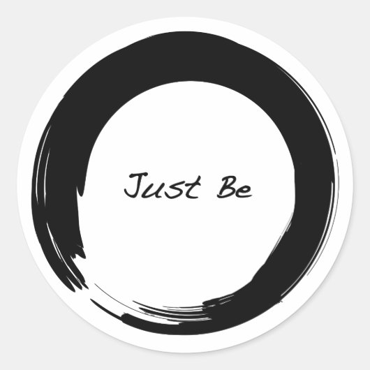 「Just Be」と禅のシンボル ラウンドシール (正面)