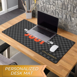 「Just Be Curious」前向き引用文パーソナライズされた名 デスクマット