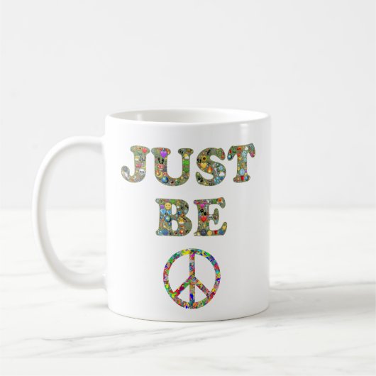 Just Be Peace Sign カラフル Zen コーヒーマグカップ (左)
