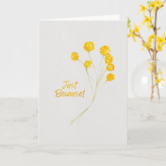 Just Because Yellow Billy Buttons Watercolor カード (黄色い花)