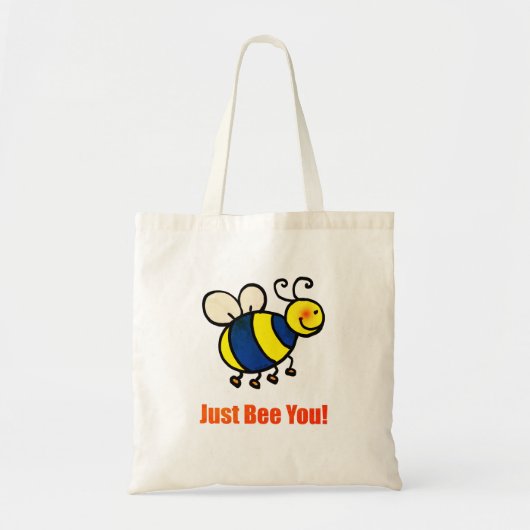 Just Bee You Happy Cartoon Bee トートバッグ (正面)