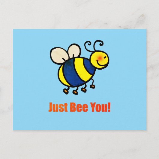 Just Bee You Happy Cartoon Bee ポストカード (正面)