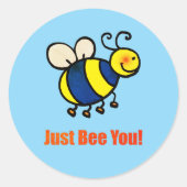Just Bee You Happy Cartoon Bee ラウンドシール (正面)